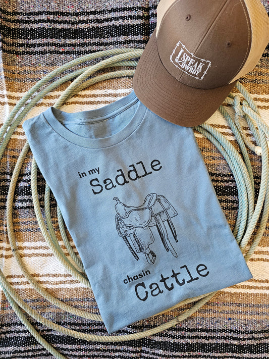 IN MY SADDLE CHASIN CATTLE