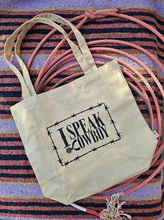 I SPEAK COWBOY TOTE BAG